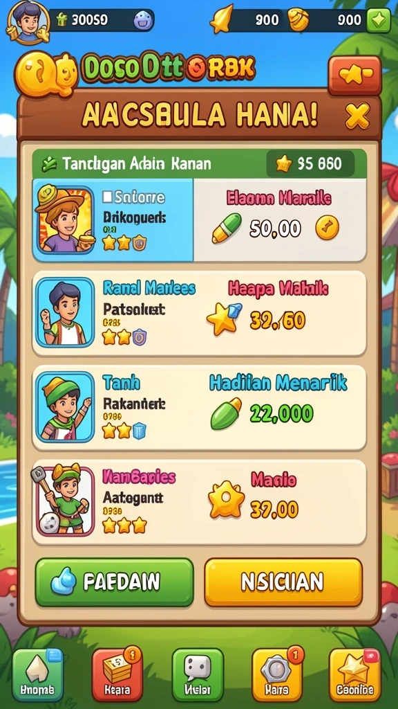 Screenshot 1 menunjukkan aksi seru dalam permainan.